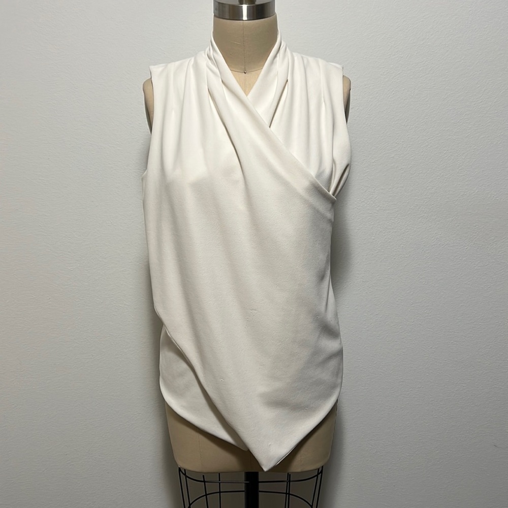 Lauren Ralph Lauren White Sleeveless Drape Top